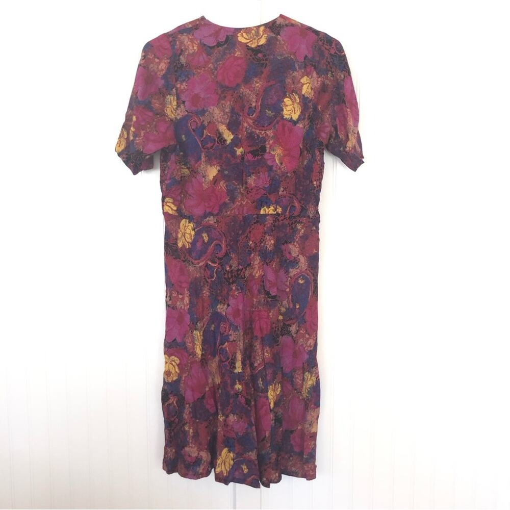 Vintage 80s 90s Brooks Brothers Colorful Minidress Gold Buttons Large Abstract - Picture 3 of 15